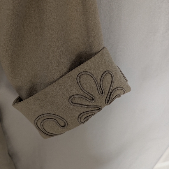 Vintage Past Times Silk Duster Coat Sz XL Creamy Tan Cuffed Sleeves Lined Scroll - Picture 9 of 16